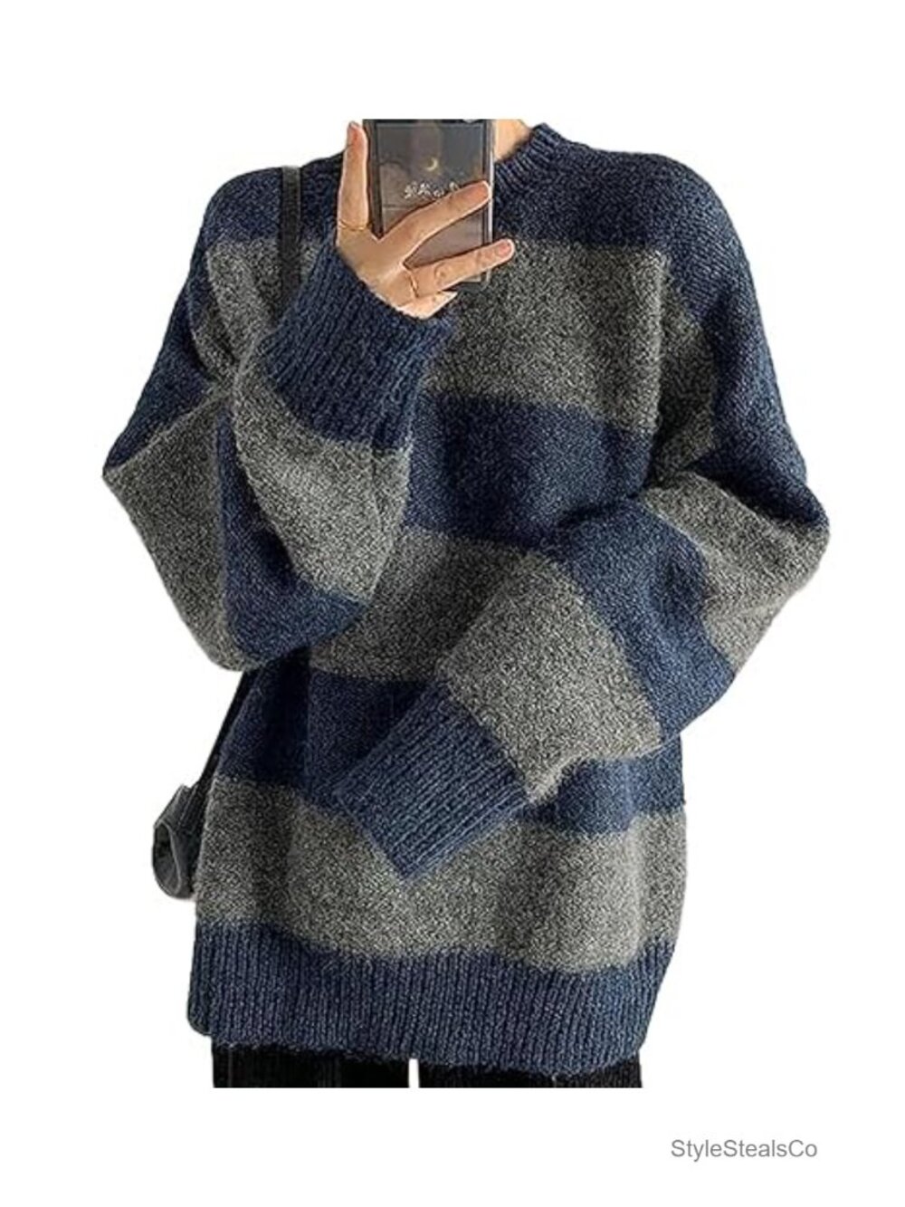 Striped Oversized Sweater Knitted Long Sleeve Pullover Jumper